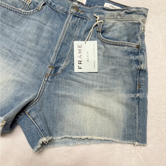 Frame Size 26 Denim Blue Jean Shorts with Frayed Hem - Picture 3 of 4